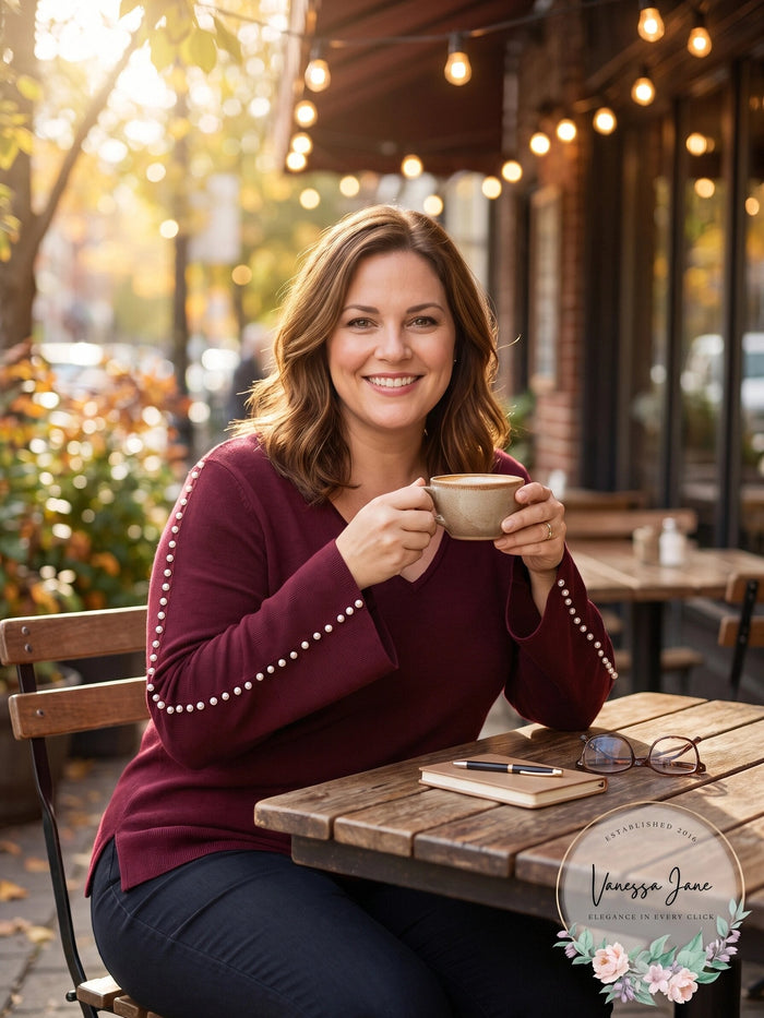 I.n.c. Plus Size Pearl-Trimmed V-Neck Sweater, Size 3X