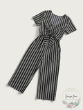 Crystal Dolls Navy Short Sleeve Cropped Jumpsuit, Size Small