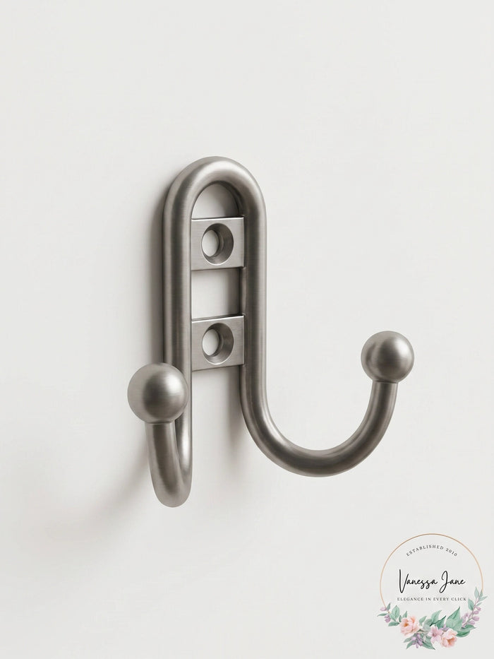 Franklin Brass Wall Mounted Decorative Double Robe Hook Metal in Gray, Size 4.25
