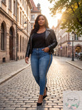 Your Sexy Jeans Womens Plus Size TekFit™ Striped Skinny Ankle Jeans ,14W