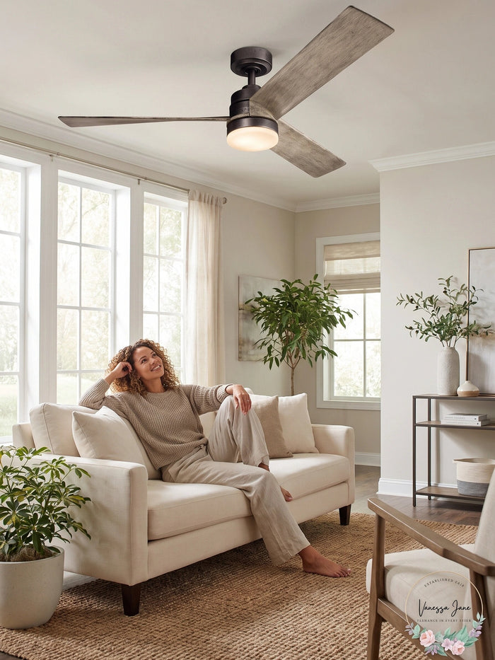 Kichler 300275 Spyn 52Inches 3 Blade Indoor Ceiling Fan - Anvil Iron