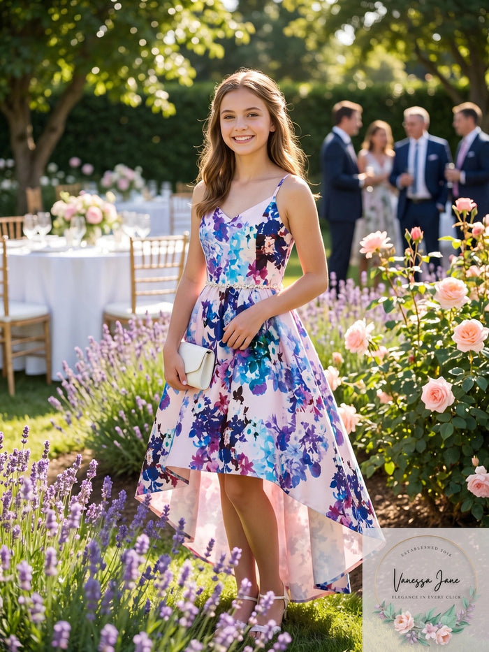 Rare Editions Big Girls Floral-Print High-Low Dress