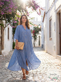Ailunsnika Women Loose Kaftan Swimsuit Cover Up Beach Long Casual Caftan Dress