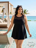 Swim Solutions Plus Size Mesh-Trim Tummy-Control Swimdress, Size 22W