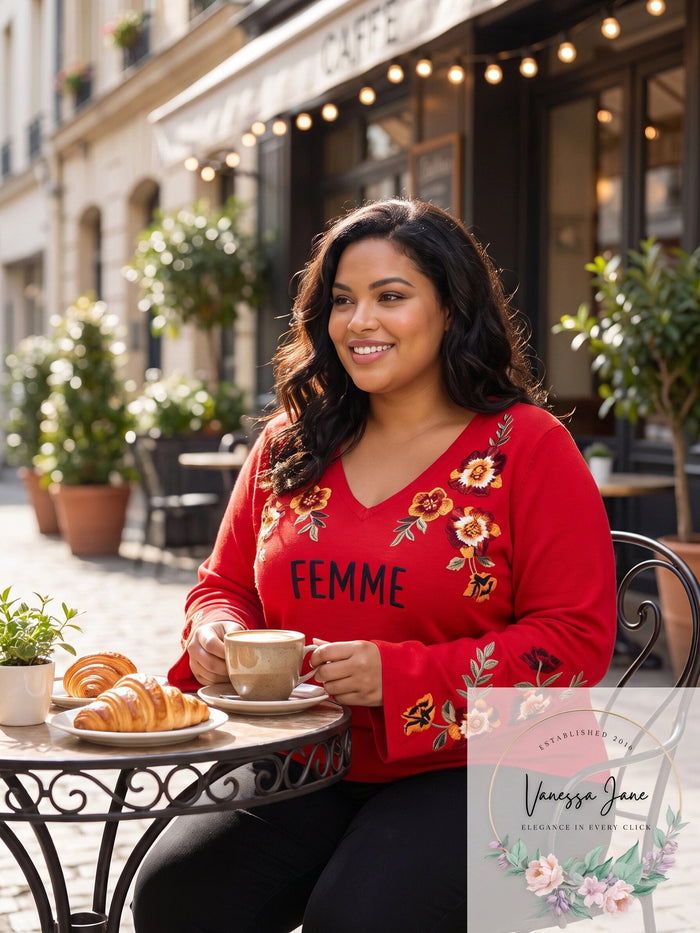 I.N.C. Plus Size Embroidered Bell-Sleeve Sweater