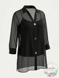 Alfani Chiffon Three-Button Tunic