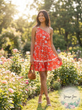 Free People Womens All Mine Linen Blend Floral Mini Dress,XS