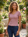 Hippie Rose Juniors' Lace-Trimmed Lettuce-Edge T-Shirt