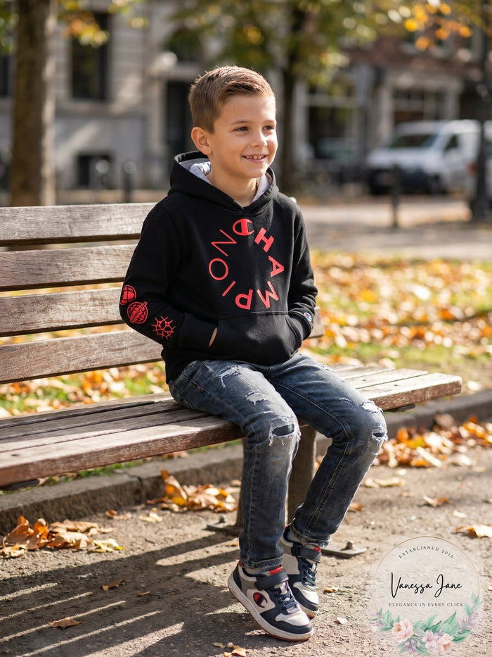 Champion Big Boys Circle Crest Fleece Hoodie, Size Medium
