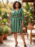 I.n.c. Women's Plus Size Striped Faux-Wrap Dress