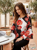 Alfani Petite Printed Ruffle Sleeve Blouse, Size PS