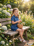 Tommy Hilfiger Toddler Girls Star-Print Cotton Denim Romper