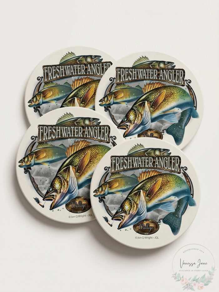 CounterArt Freshwater Angler Absorbent Coasters, Set of 4