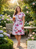 Adrianna Papell Plus Floral Print Faux Wrap Dress, Size 18W