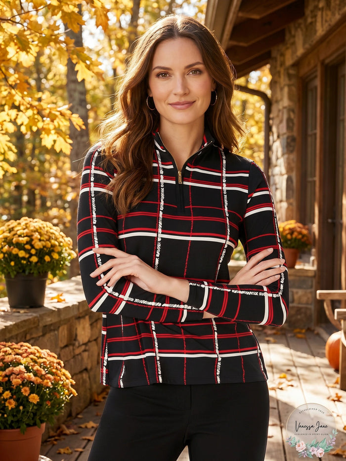 Charter Club Petite Linear Half-Zip Jacket