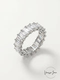 Inc Silver-Tone Crystal Baguette Statement Ring, Size 7
