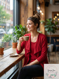 Sag Harbor Womens 3/4 Sleeve Waterfall Front 2fer