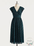 Aidan by Aidan Mattox V-Neck Gathered Midi Dress, Size 12