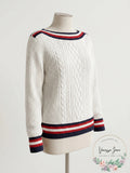 Tommy Hilfiger Women's Striped Cable-Knit Sweater, Size XL