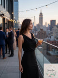Adrianna Papell Blouson Cowlneck Gown