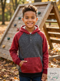 Univibe Big Boys Colorblocked Henley Hoodie, Size Medium