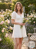 EN SAISON Womens Cavaretta Eyelet Embroidered Cotton Mini Dress, Size Medium