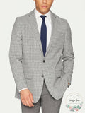 Haggar Mens Small Grid Fancy Slim Fit 2-Button Side Vent Sport Coat, Size 38S