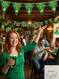 4 Pack, Beistle 10" x 12' Happy St Patricks Day Pennant Banner; Green/Gold