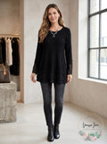 Style & Co Petite Lace Hem Tunic Sweater