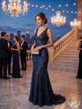 Morgan & Company Juniors Open-Back Glitter-Lace Gown