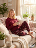 Jenni Long Sleeve Waffle Pajama Top, Size XL