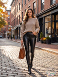 I.n.c. Shaping Pebble-Texture Faux-Leather Smoothing Leggings