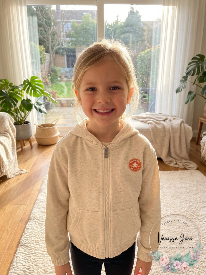 Converse Big Girls Fleece Zip-up Hoodie, Size Medium