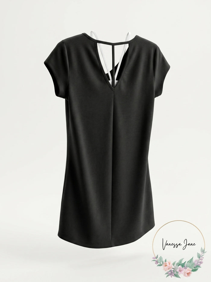Ideology Womens Solid V-Back Tunic Activewear, Size XS