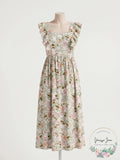 En Saison Maris Floral a-Line Dress in Sage, Size Medium