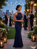 Speechless Juniors Tie-Back Halter Gown, Size 5