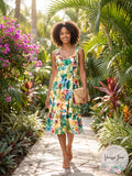 Donna Ricco Printed Sweetheart-Neck Dress, Size 10