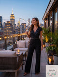 Lauren by  Womens Belted Glitter Jumpsuit, Size 6