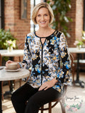 Jm Collection Women's Printed Tie-Sleeve Tunic, Size Small