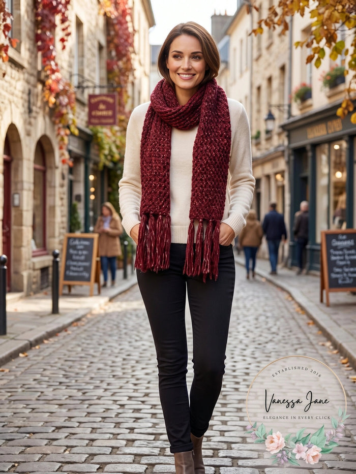 Steve Madden Lurex Knit Tassel Scarf, One Size