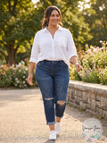 Celebrity Pink Trendy Plus Size Ripped Girlfriend-Fit Jeans, Size 22