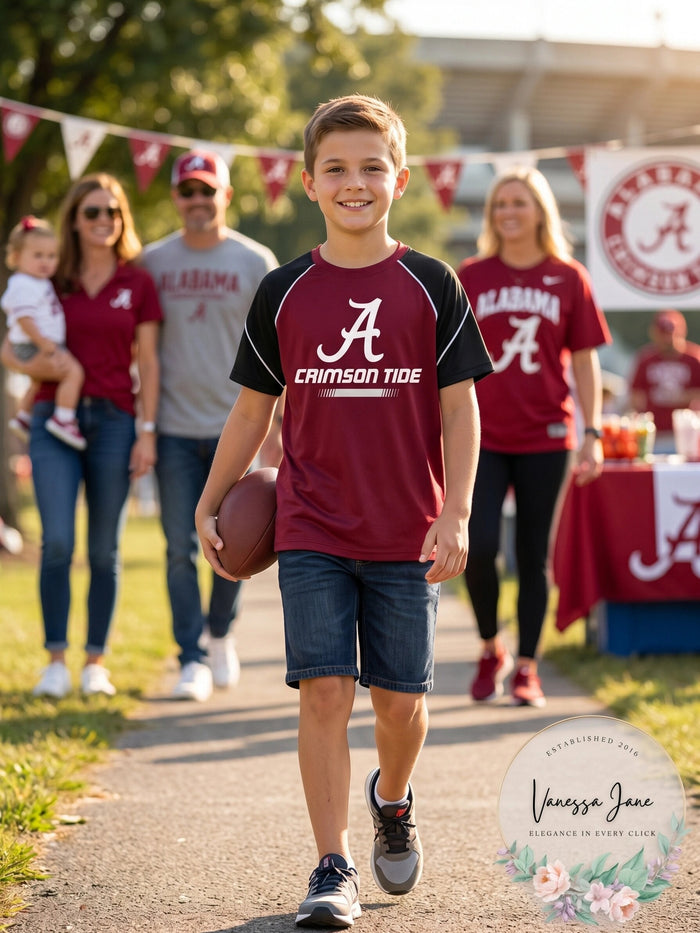 University Of Alabama Walker Raglan Tee, Crimson/Black, Size Medium