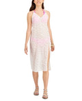 Miken Swim Womens Textured Slit Dress Deep V Neck Metallic
