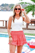 Jess Lea Sunny Strolls High Waisted Shorts- Red Gingham