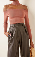 Jonathan Simkhai Lila Off-The-Shoulder Ribbed-Knit Top, Size Large
