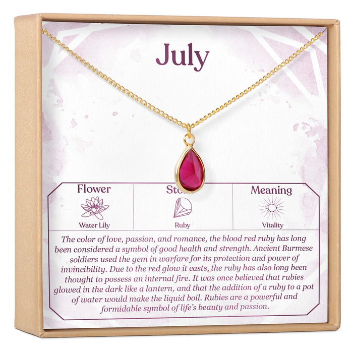 July Birthday Ruby Birthstone Necklace