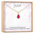 July Birthstone / Ruby Crystal Charm Necklace