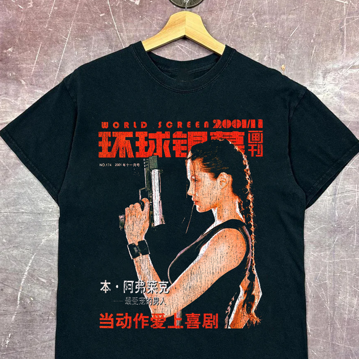 01 Laura Croft Japanese Promo Vintage Black T-Shirt