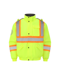 Kiwi High Visibility Hooded & Sherpa Lined ANSI/ISEA 107-2020, Type R, Class 3 Contrast Trimmed Water Resistant Neon Safety Jacket [71100]