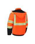 Kingstone High Visibility Hooded and Fleece Lined ANSI/ISEA 107-2020, Type R, Class 3 Two-Tone, Contrast Trimmed Orange Safety Jacket
